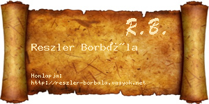 Reszler Borbála névjegykártya